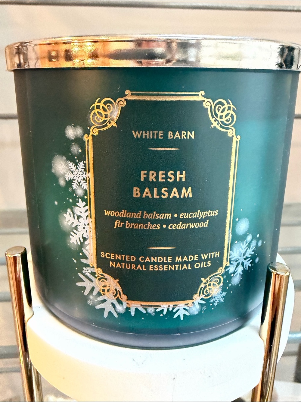 White Barn Bath & Body Works Fresh Balsam Scented 3 Wick Candle - NWT